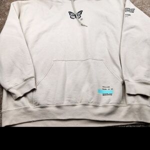 Men's Cream Hoodie with Butterfly Design